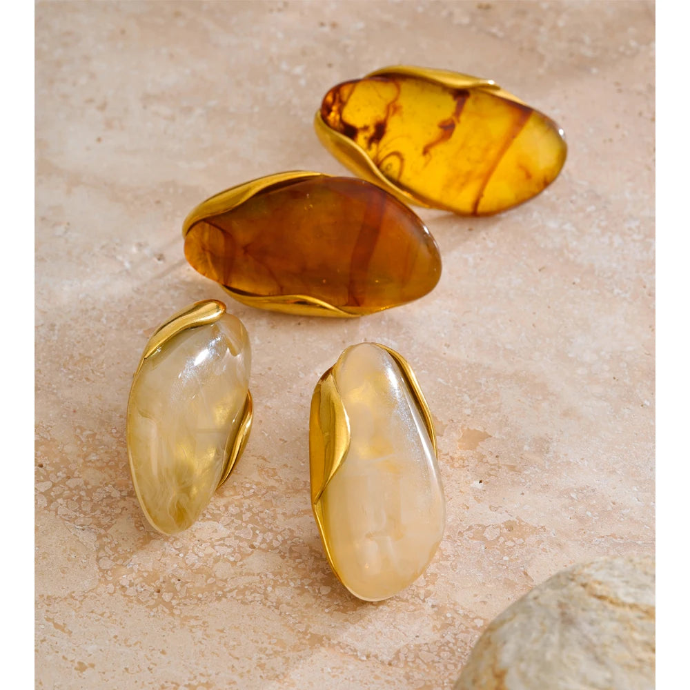 Boucles d'oreilles géométriques en résine en acier inoxydable