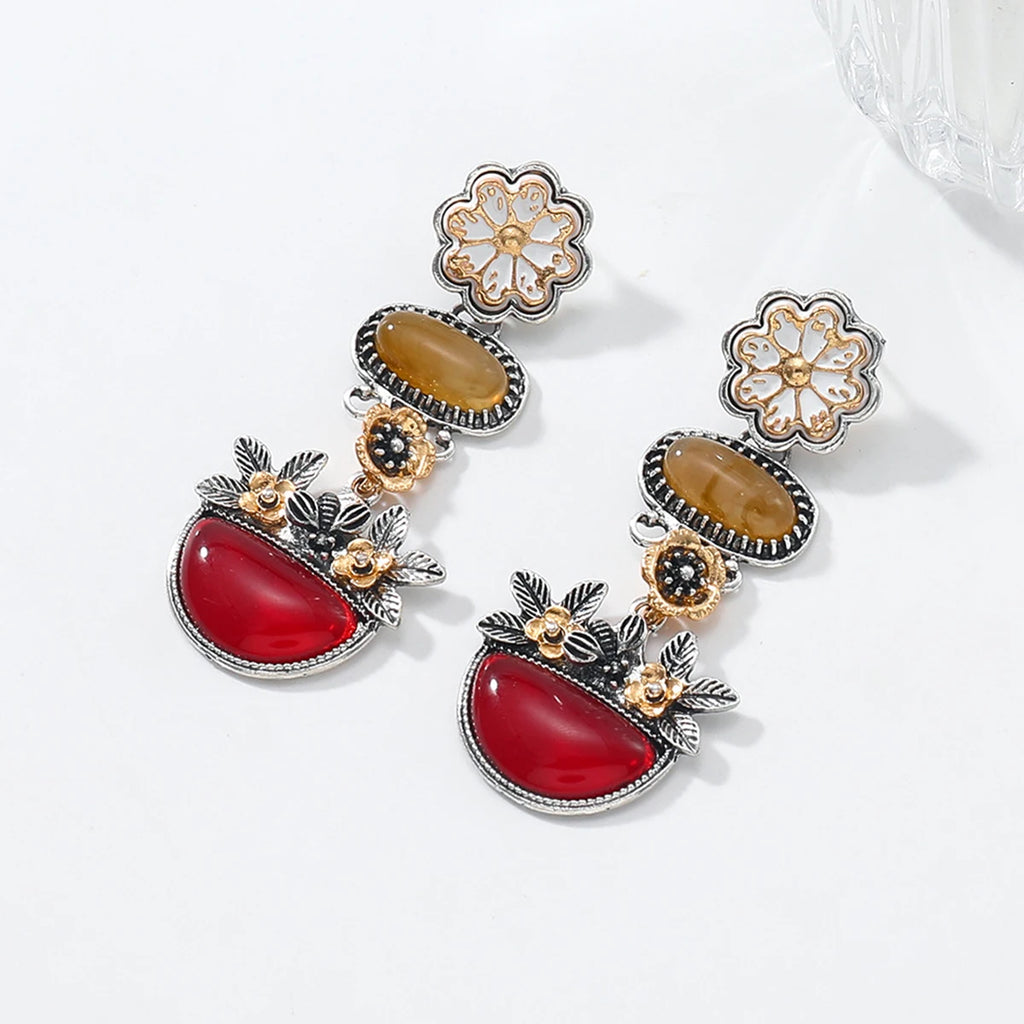 Boucles d'oreilles Vintage marguerite fleur résine