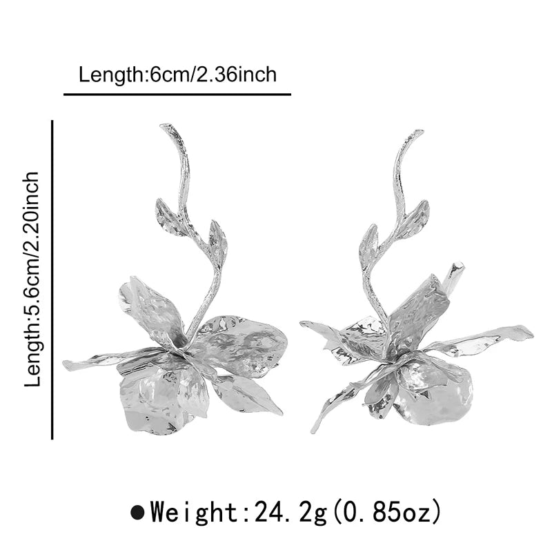 Boucles d'oreilles Vintage en métal feuille