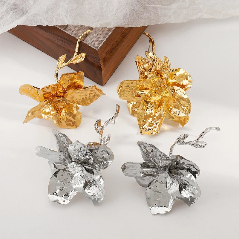 Boucles d'oreilles Vintage en métal feuille