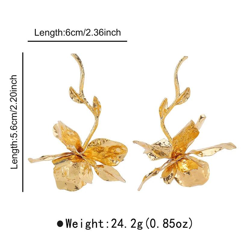 Boucles d'oreilles Vintage en métal feuille