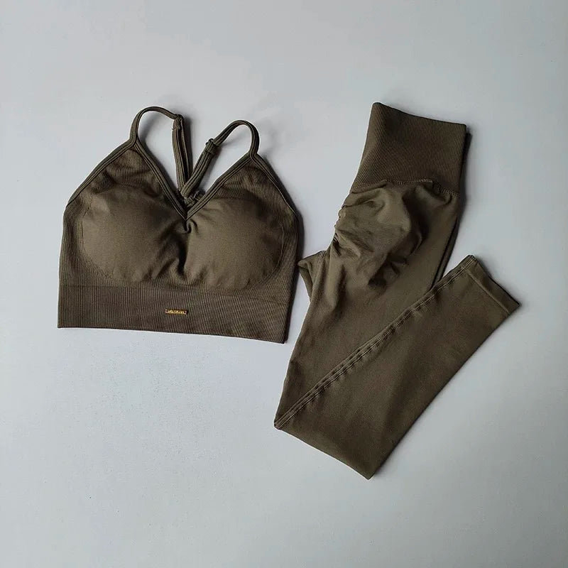 Ensemble d'exercice pour femmes, taille haute, pêche, levage des hanches, antichoc, vêtements de Yoga, Fitness, pour la course et le coiffage