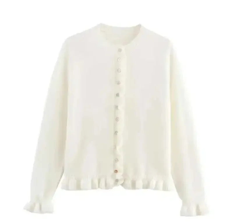 Gilet en maille à volants