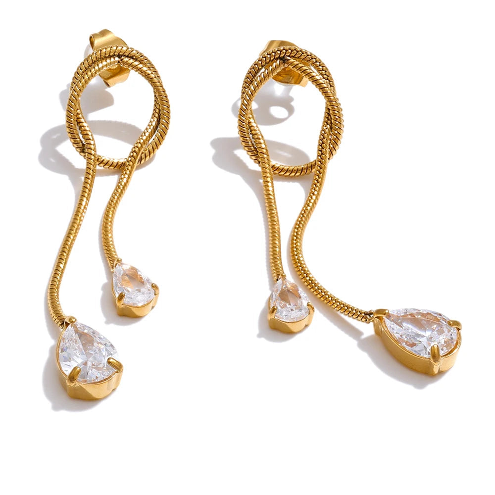 Boucles d'oreilles gland chaîne cubique acier inoxydable