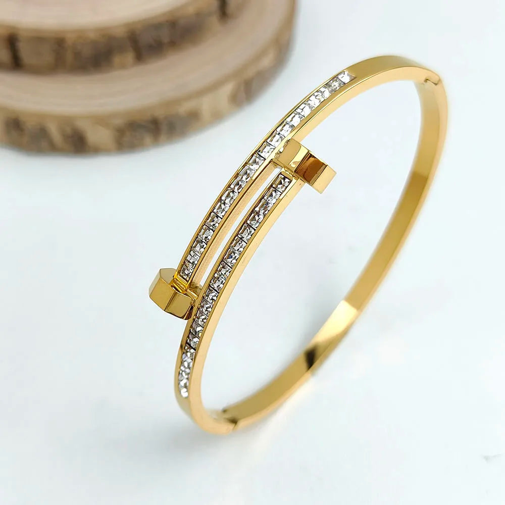 Bracelet en acier inoxydable plaqué or 18 carats