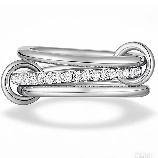 Bague ronde empilée à trois couches en acier inoxydable plaqué or