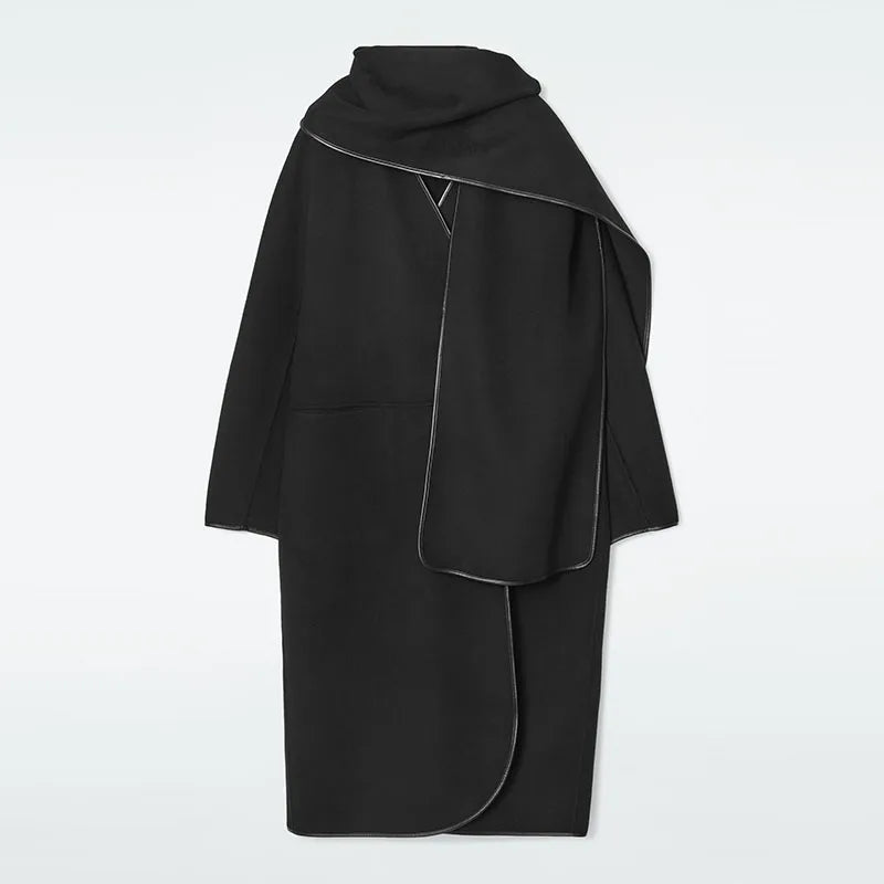 Manteau Long surdimensionné pour femmes avec col écharpe