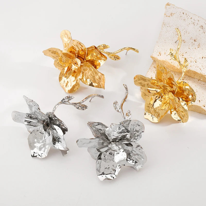 Boucles d'oreilles Vintage en métal feuille