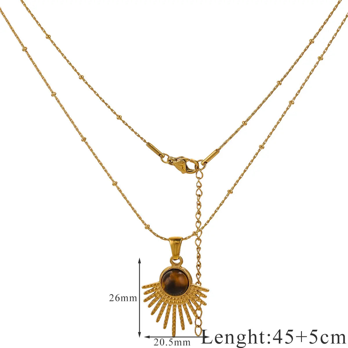 Collier pendentif œil du tigre 45cm en acier inoxydable