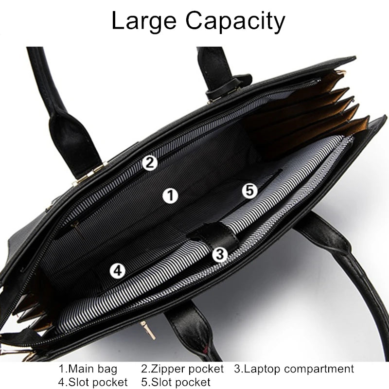 Sac à main en cuir pour femme, sacoche de grande capacité, pour ordinateur portable Macbook Air de 13 pouces