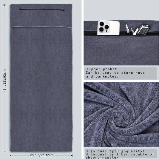 Serviette de Fitness I 120x50cm I Serviette d'exercice en microfibre avec sac à fermeture éclair, idéale pour la salle de sport et l'entraînement