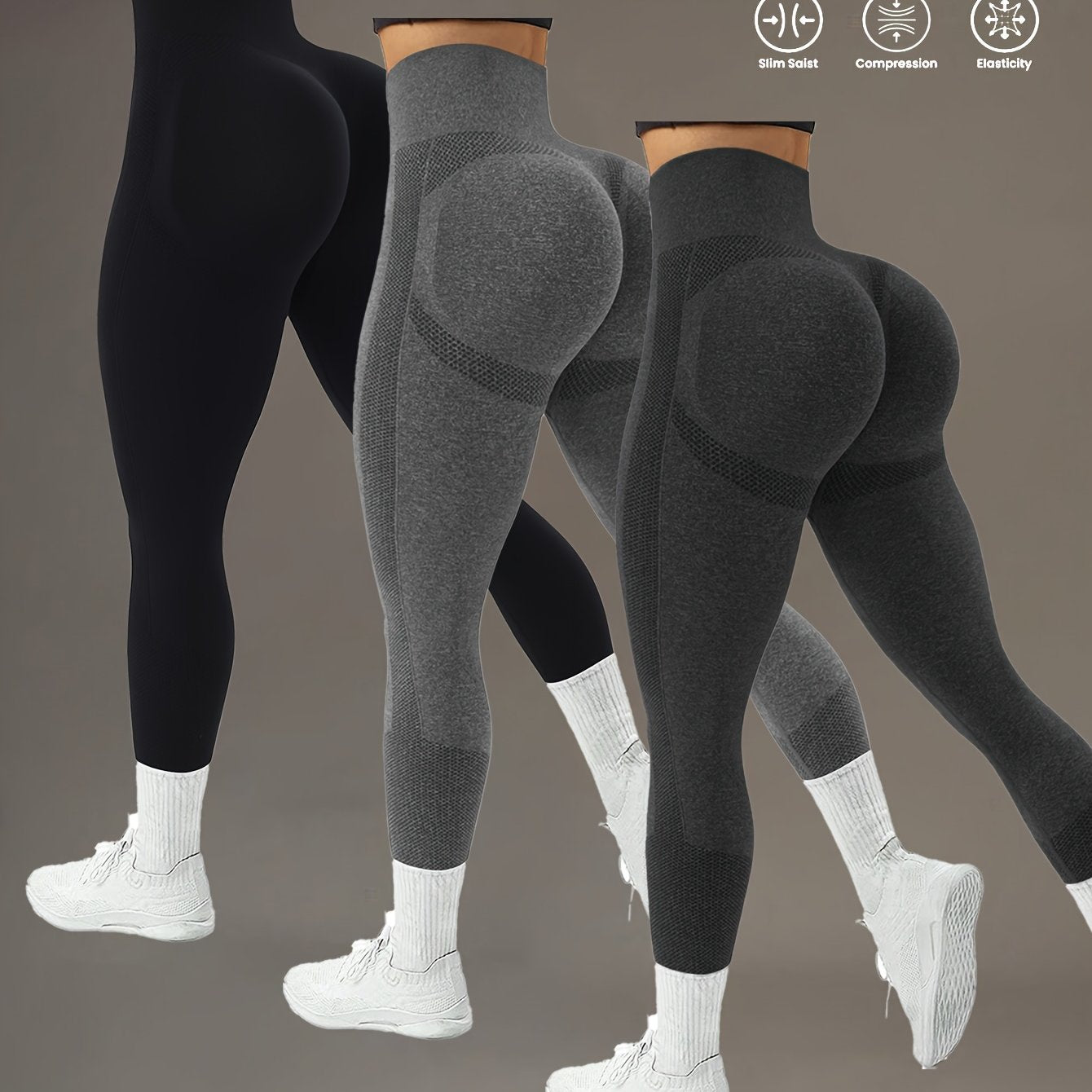 3 pièces Leggings pour Femmes, Pantalons Sportifs à Large Taille et Contrôle du Ventre, Collants Respirants et Élastiques pour Entraînement, Leggings de Gym Confortables pour Activités Sportives