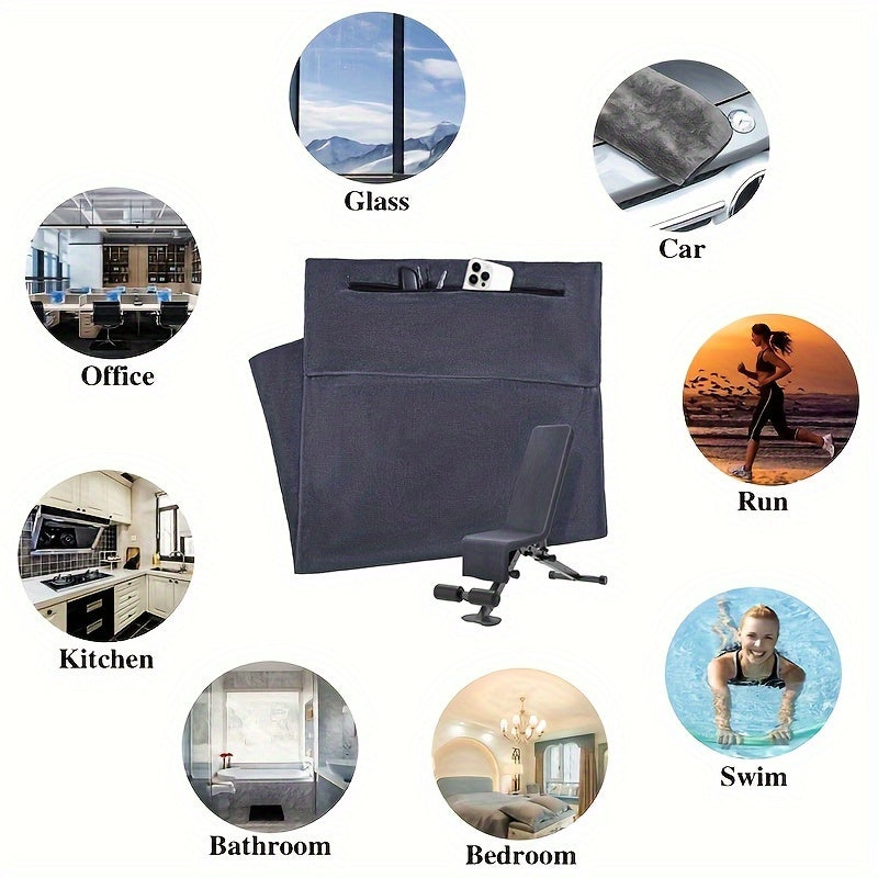 Serviette de Fitness I 120x50cm I Serviette d'exercice en microfibre avec sac à fermeture éclair, idéale pour la salle de sport et l'entraînement