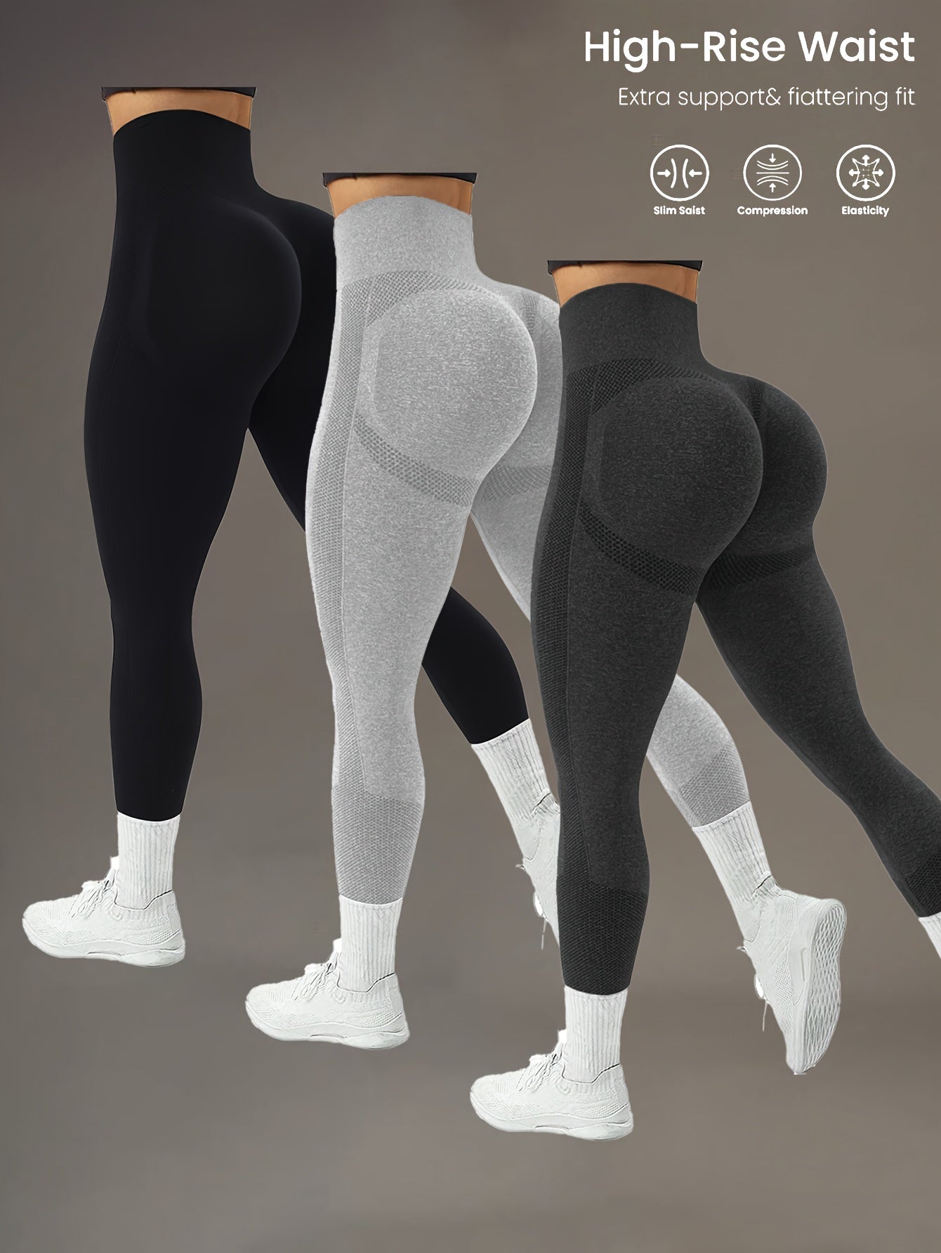 3 pièces Leggings pour Femmes, Pantalons Sportifs à Large Taille et Contrôle du Ventre, Collants Respirants et Élastiques pour Entraînement, Leggings de Gym Confortables pour Activités Sportives