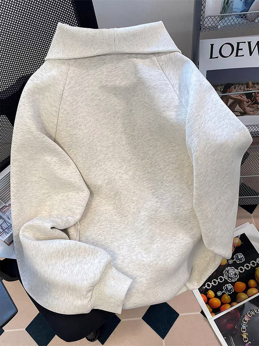 Sweat-shirt zippé à manches longues et imprimé cœur